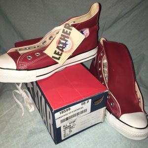 Cool red leather men’s hi topconverse new